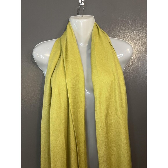 Kenneth Cole Reaction Scarf Womens Chartreuse Cashmere Silk Pashmina Fringe - Picture 1 of 6